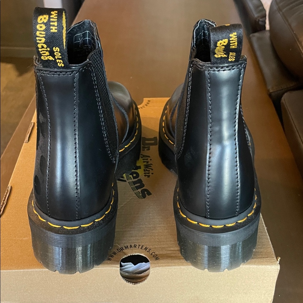 Dr. Martens Black Chelsea Boots with Yellow Accents - Picture 5 of 8